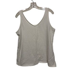 J. Jill White V-Neck Scoop Stretch Cotton Lycra Stretch Reversible Tank Top